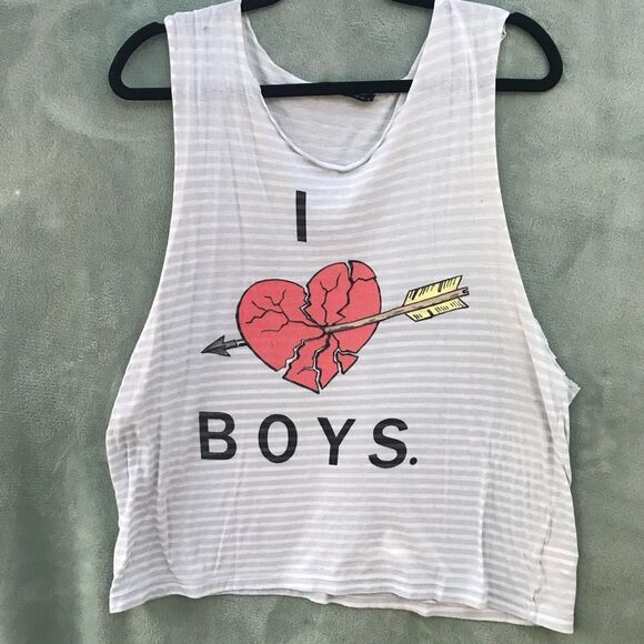 Wildfox "I ❤️ Boys" Striped Tank Top - Picture 7 of 9